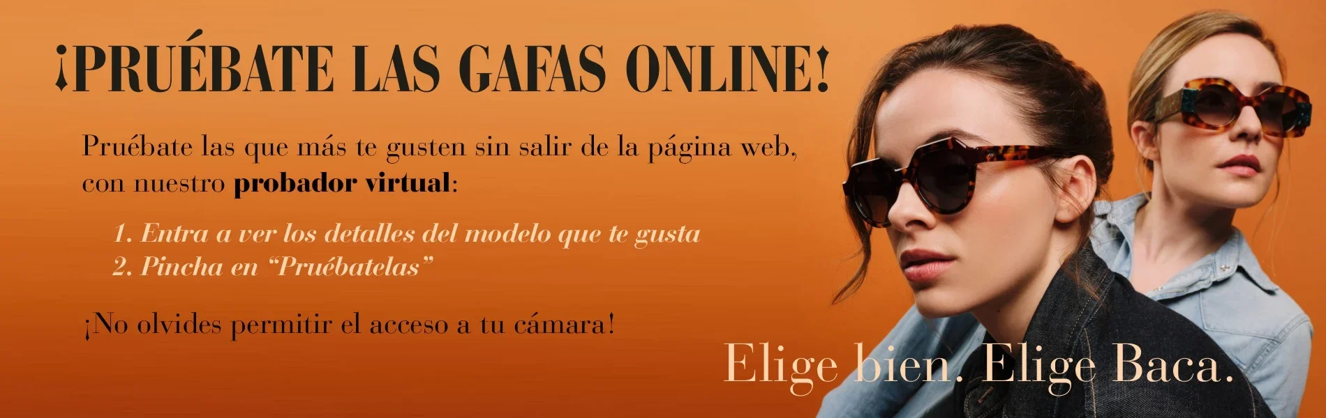 Anuncio del probador virtual de gafas con instrucciones